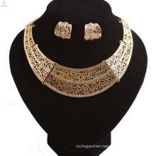 Hollow Out Crystal Wedding Bridal Gold Plating Statement Collar Necklace Jewelry Sets